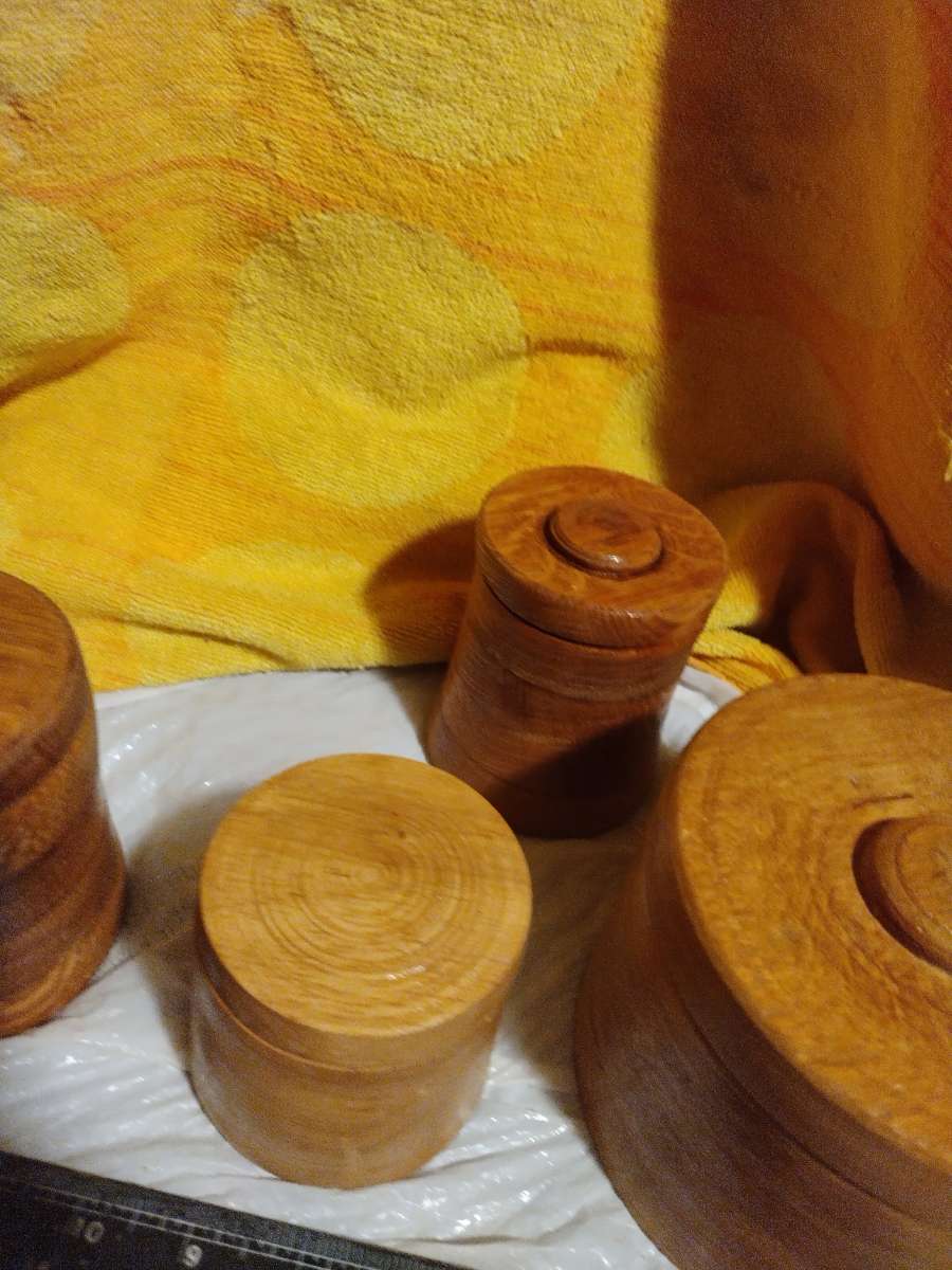 wood jars and boxes