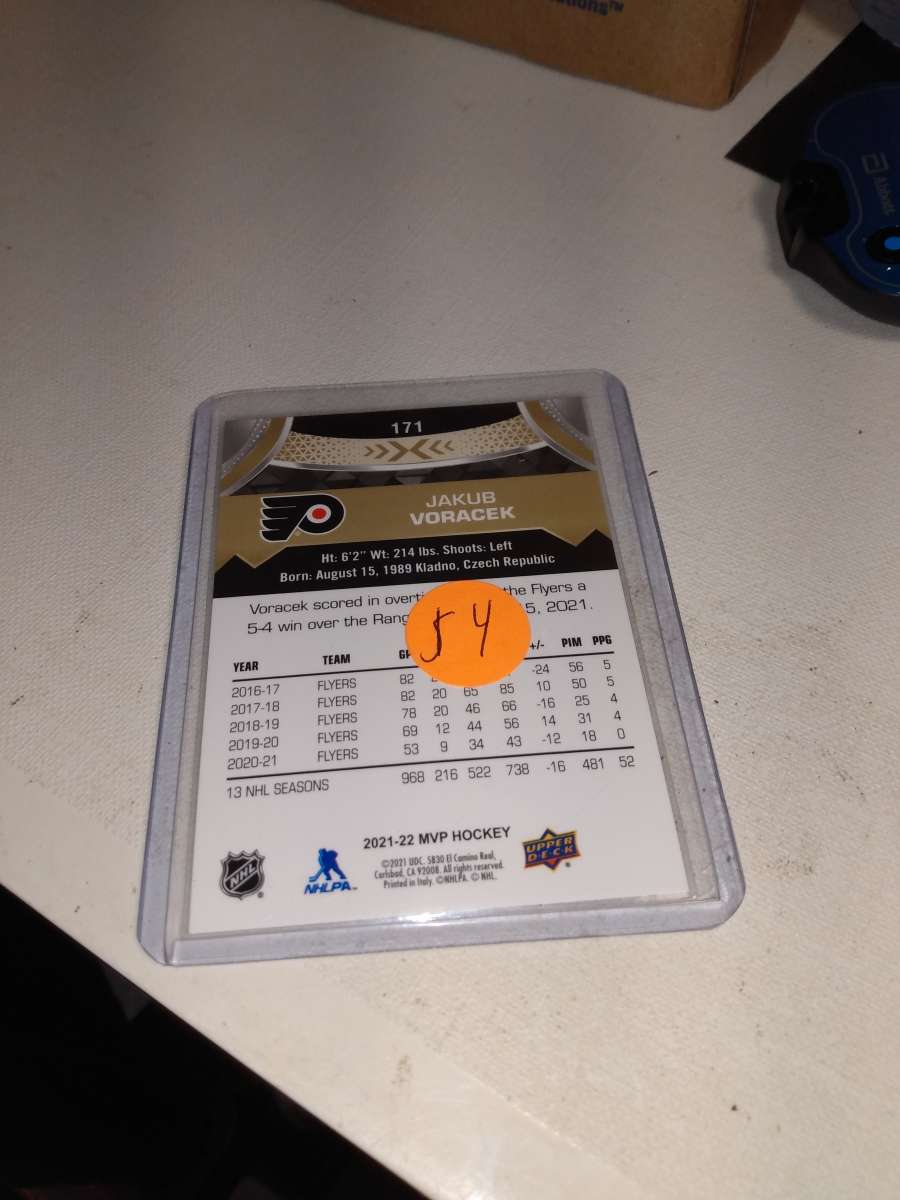 2021 autographed MVP upper Deck Jakub voracek