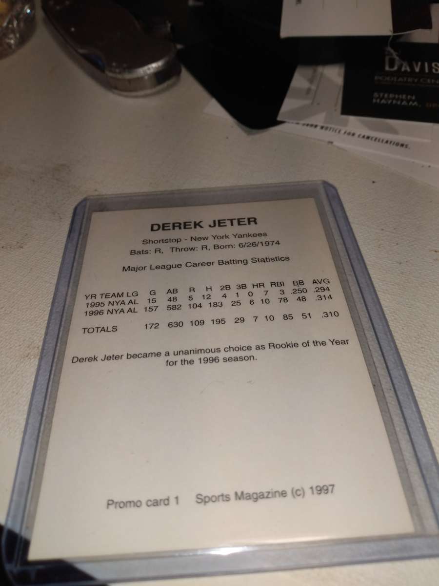 Derek Jeter 1997 sport magazine promo card