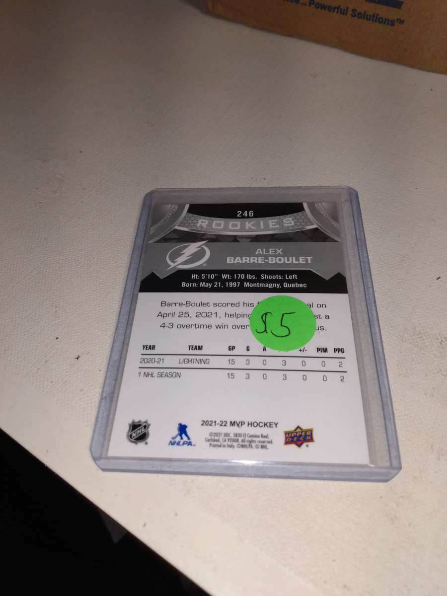 upper Deck MVP 2021 autographed rookie Alex barre boulet