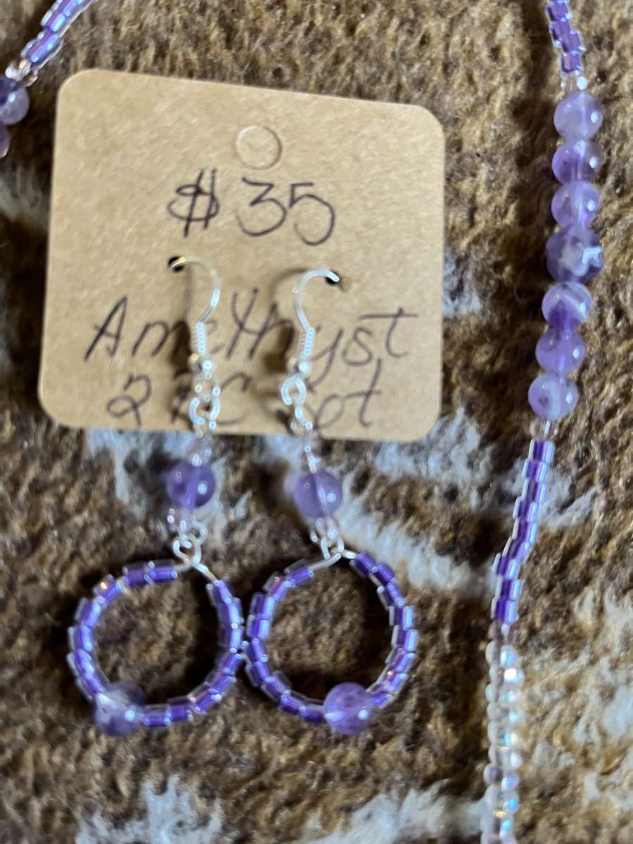 amethyst necklace and earring set