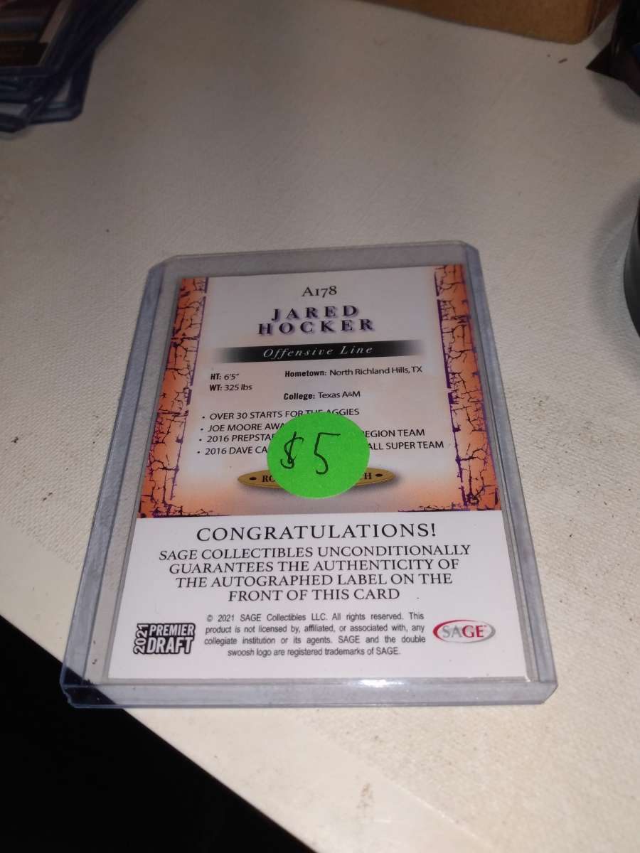 2021 autographed Jared Hocker premier draft