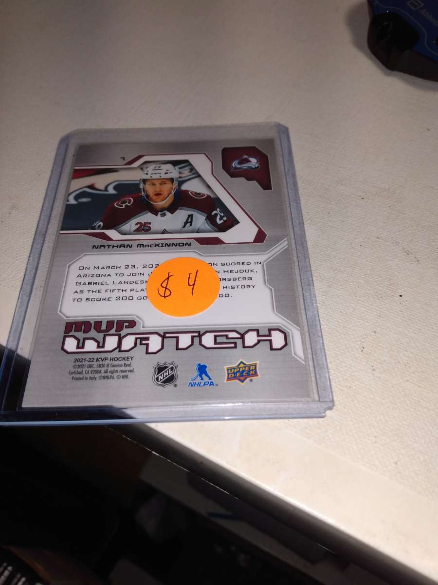 2022 upper Deck MVP hockey Nathan McKinnon autograph