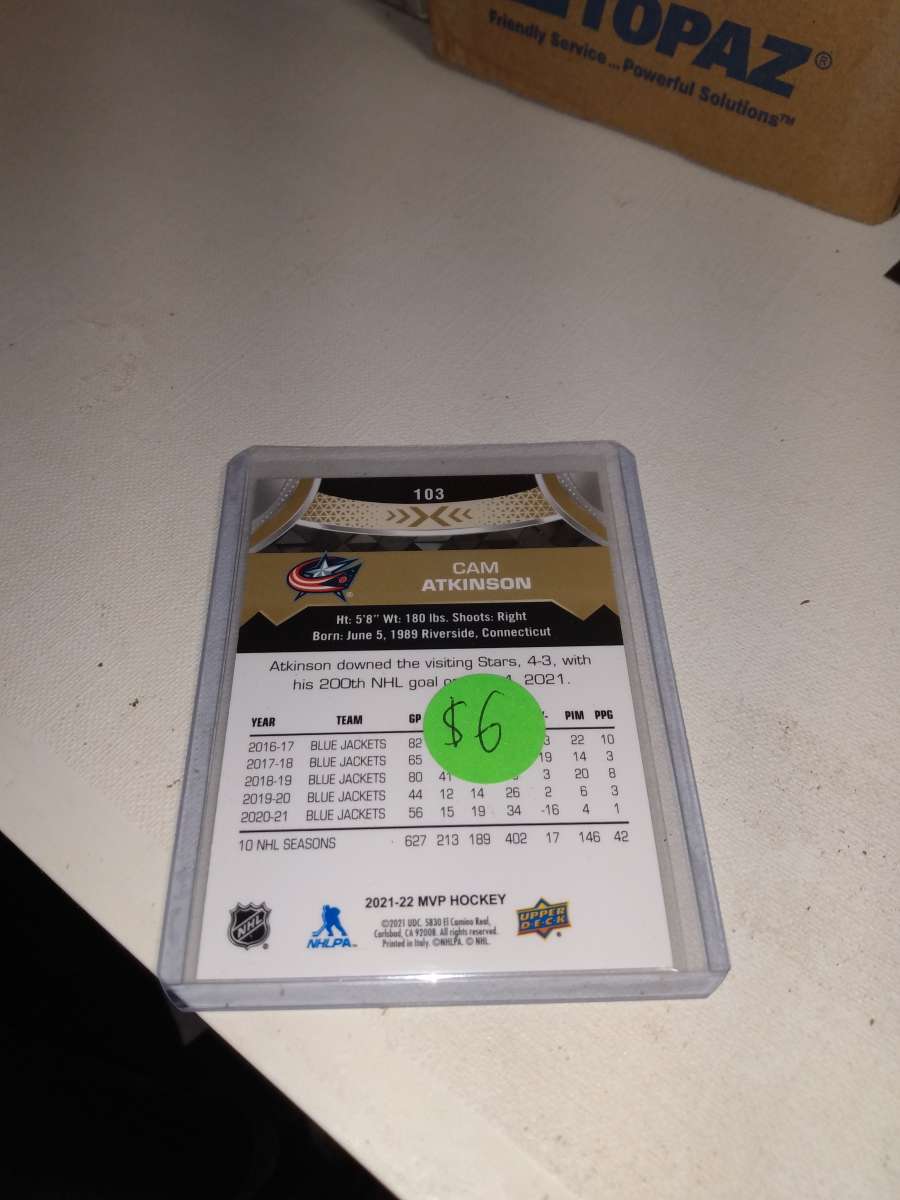 2021 MVP upper Deck Gold autograph Cam Atkinson