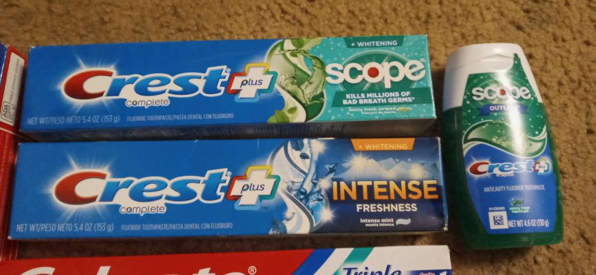 colegate and Crest toothpaste new unopened   pick up only