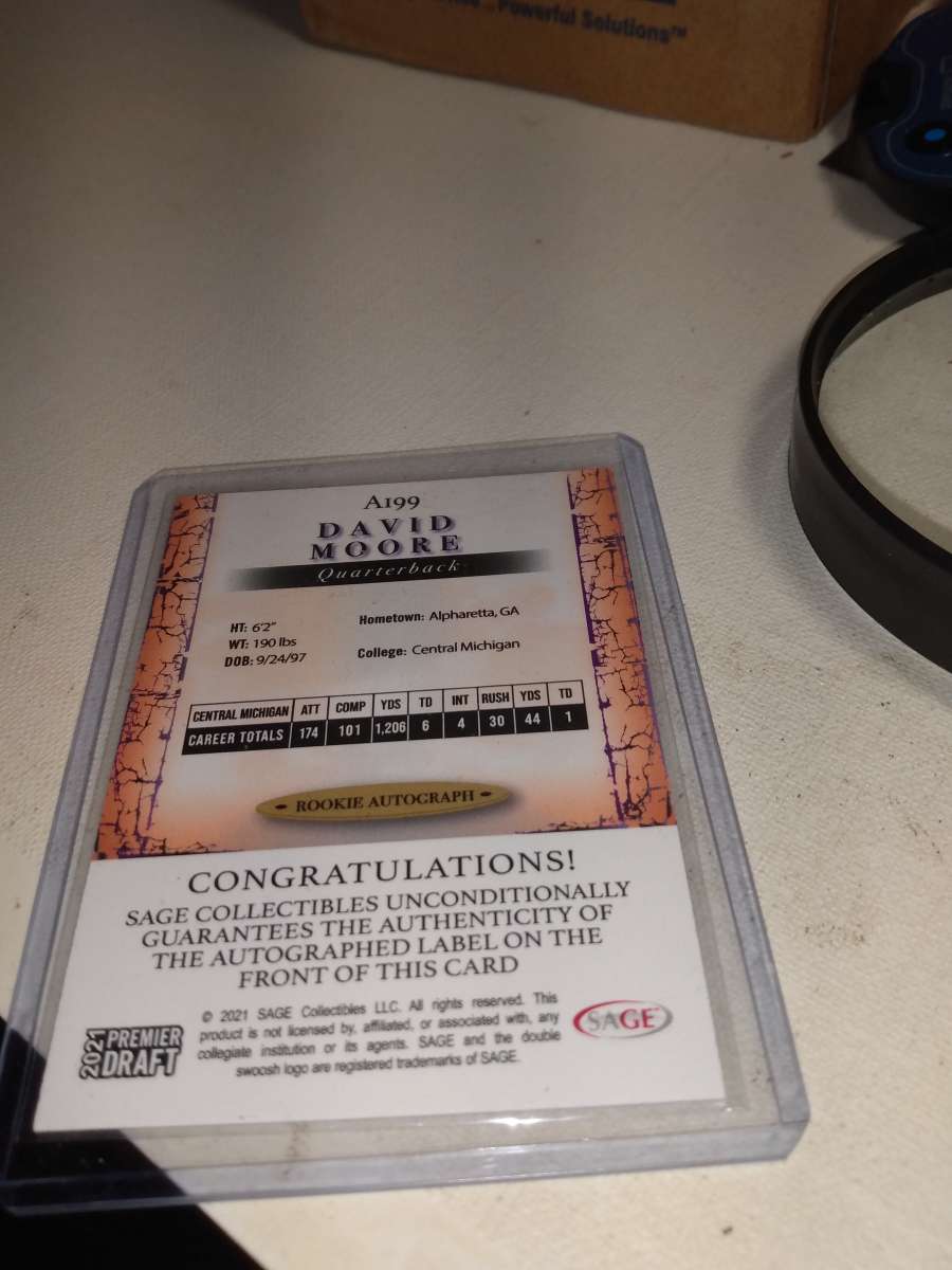 2021 premier draft autographed rookie David Moore