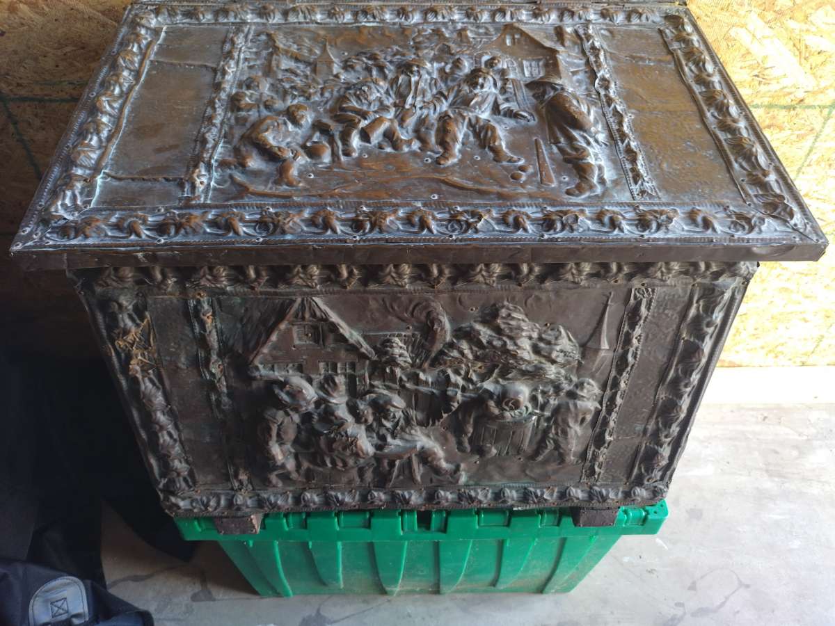 vintage hammered brass box