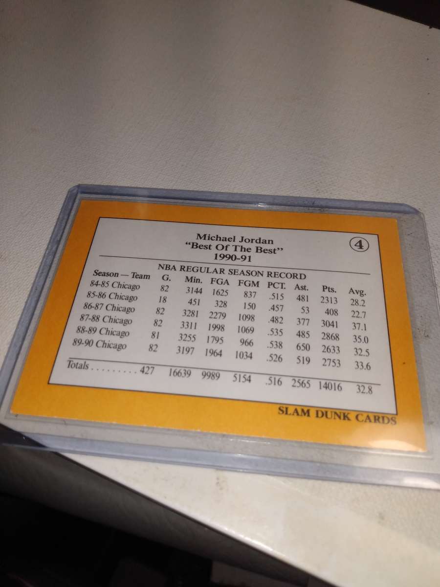 1991 1992 slam dunk cards Michael Jordan card number four