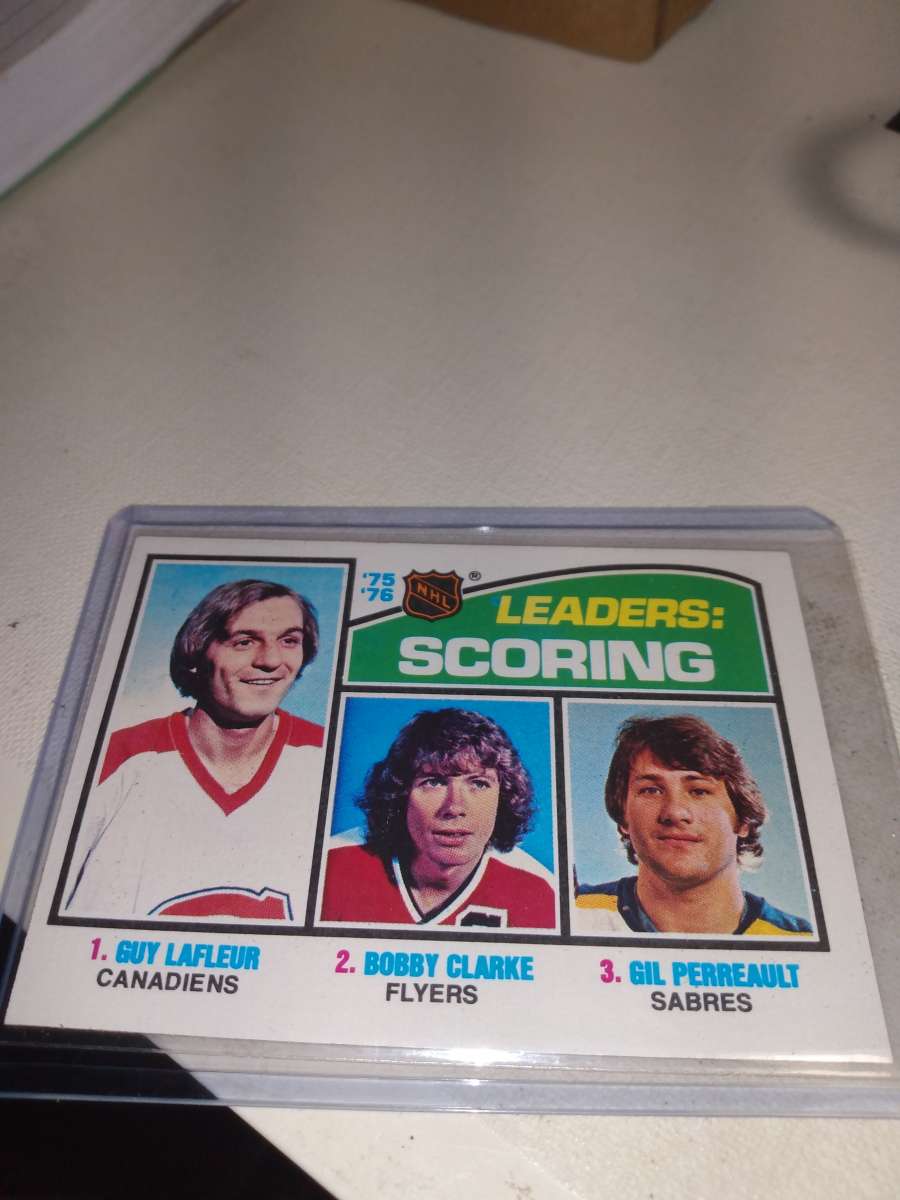 1975 1976 scoring leaders Guy lafleur Bobby Clark and kill s