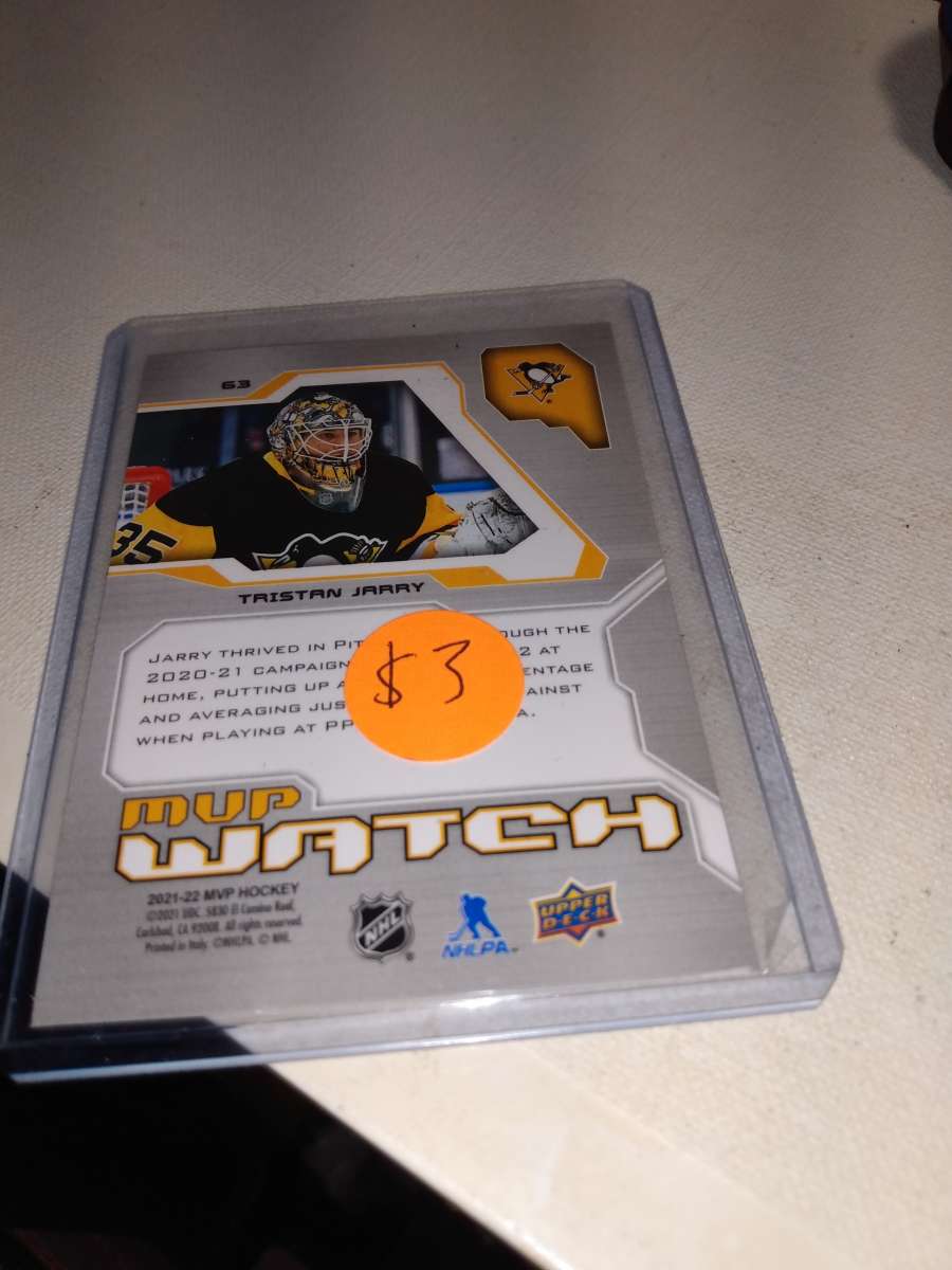 2022 MVP upper Deck autograph Tristan Jarry