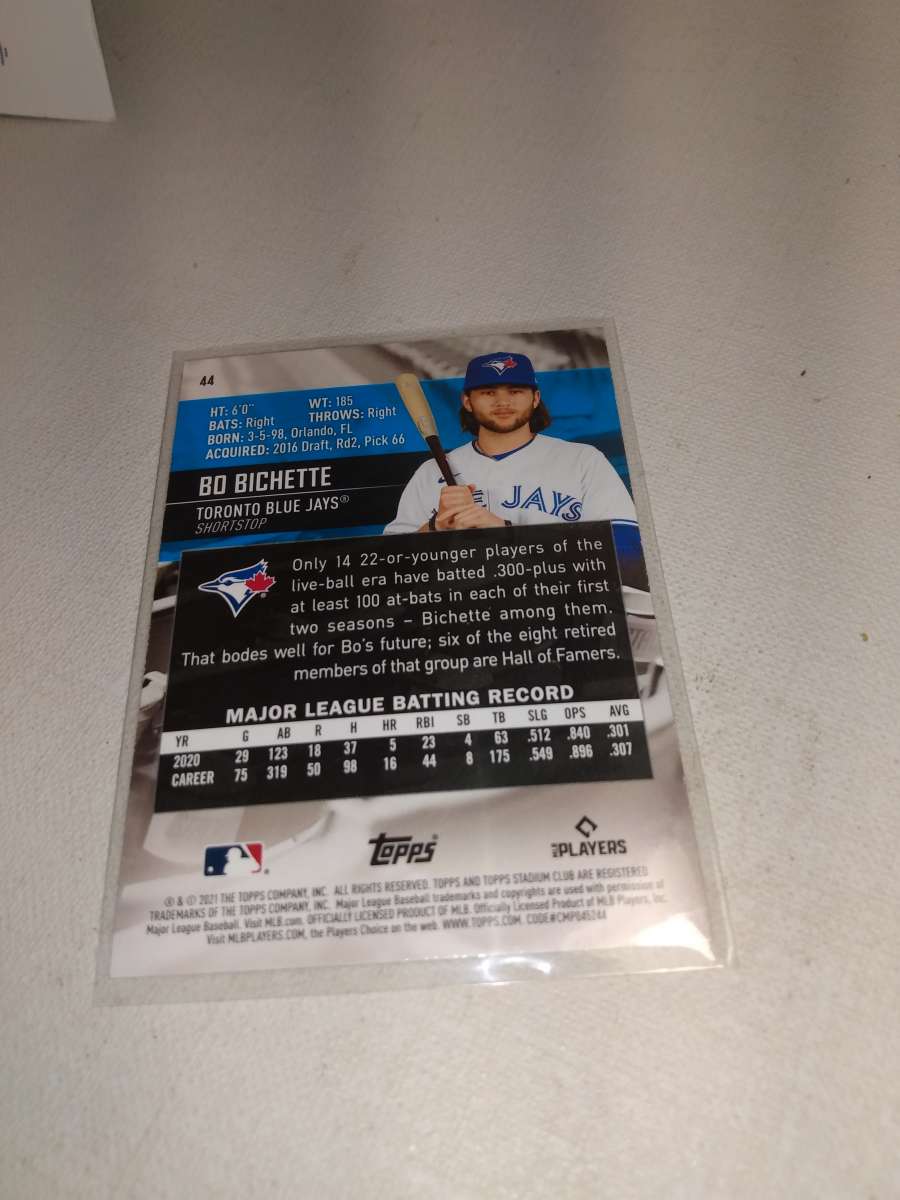 2021 stadium club Bo Bichette