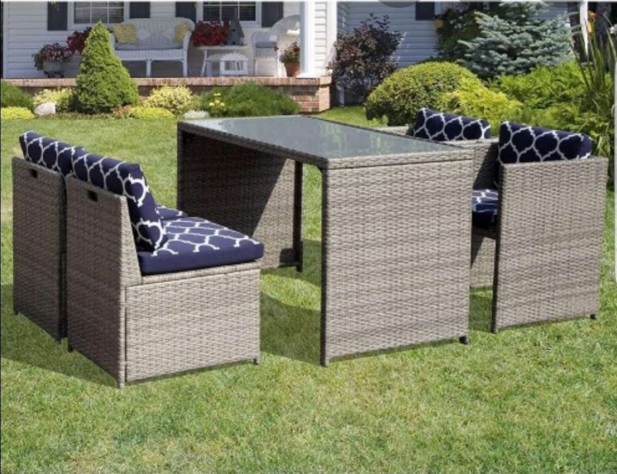 5pc outdoor patio dining set 4 chairs with 1 dining table
