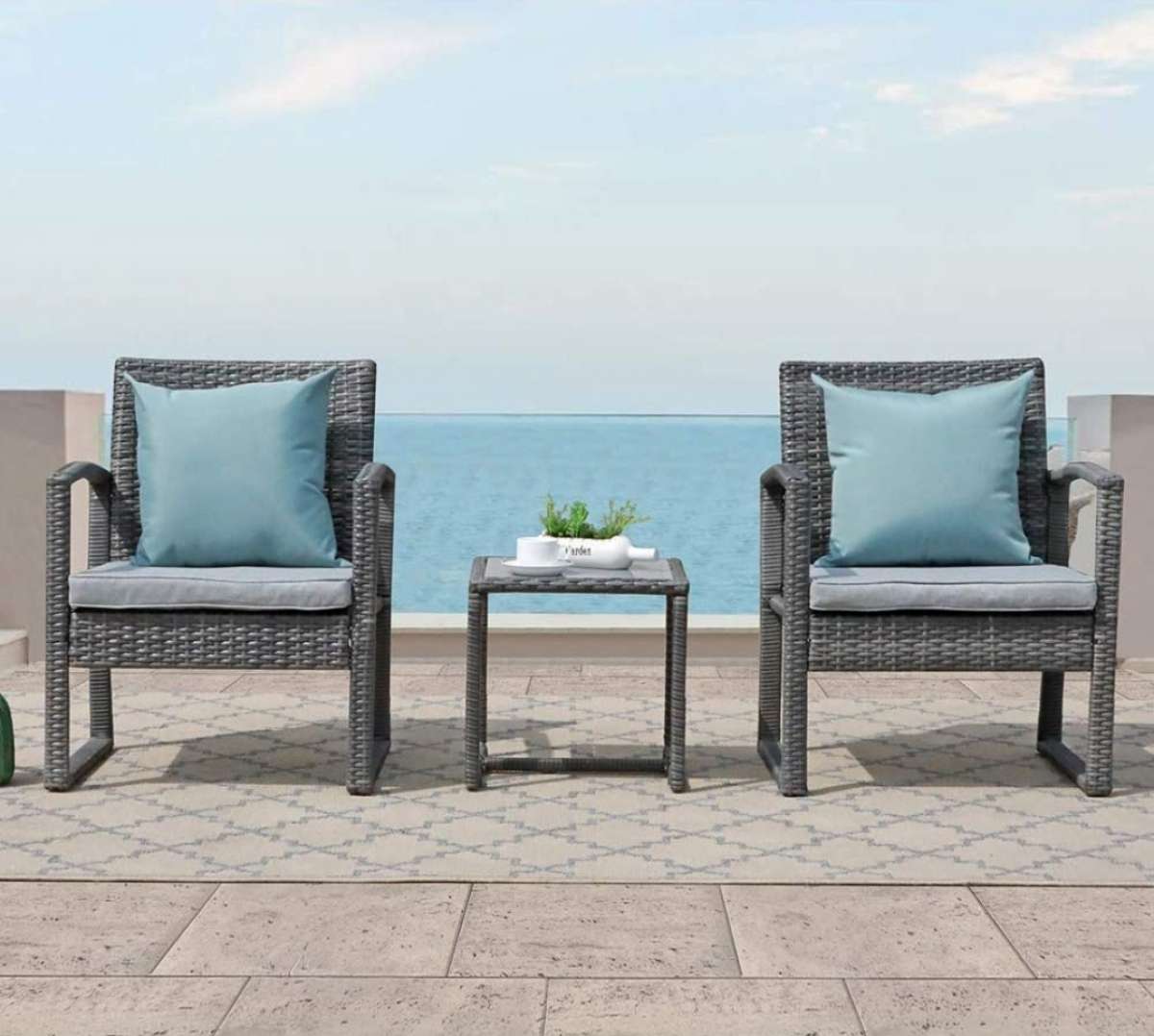 3pc outdoor patio balcony porch wicker furniture set