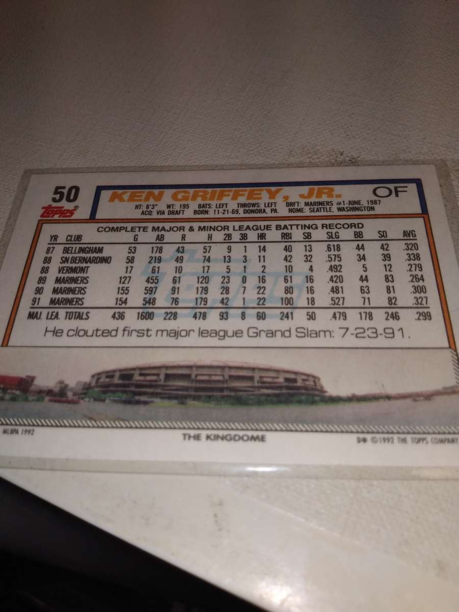 1992 Topps card number 50 Junior