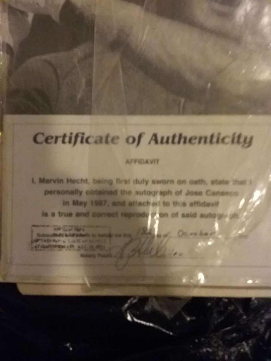 Jose Canseco autographed print