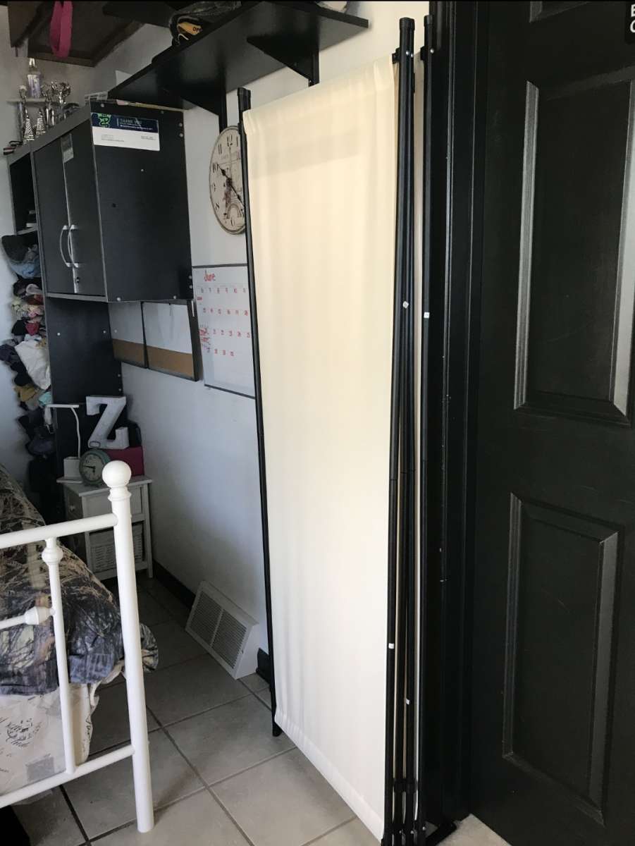 4 panel room divider privacy screen partition off white
