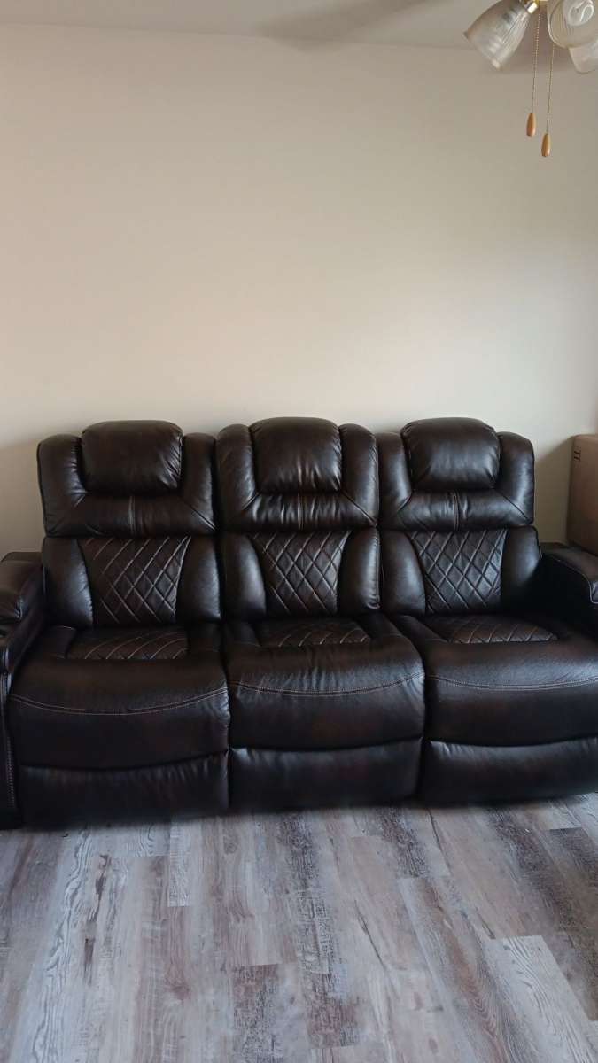 leather couch and Recliner chair