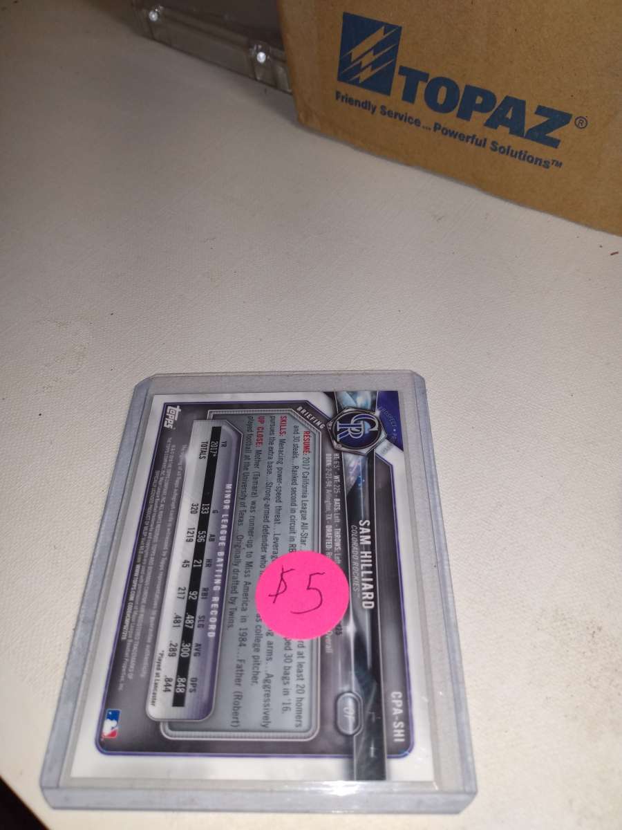 2018 Bowman Chrome rookie autograph Sam Hilliard