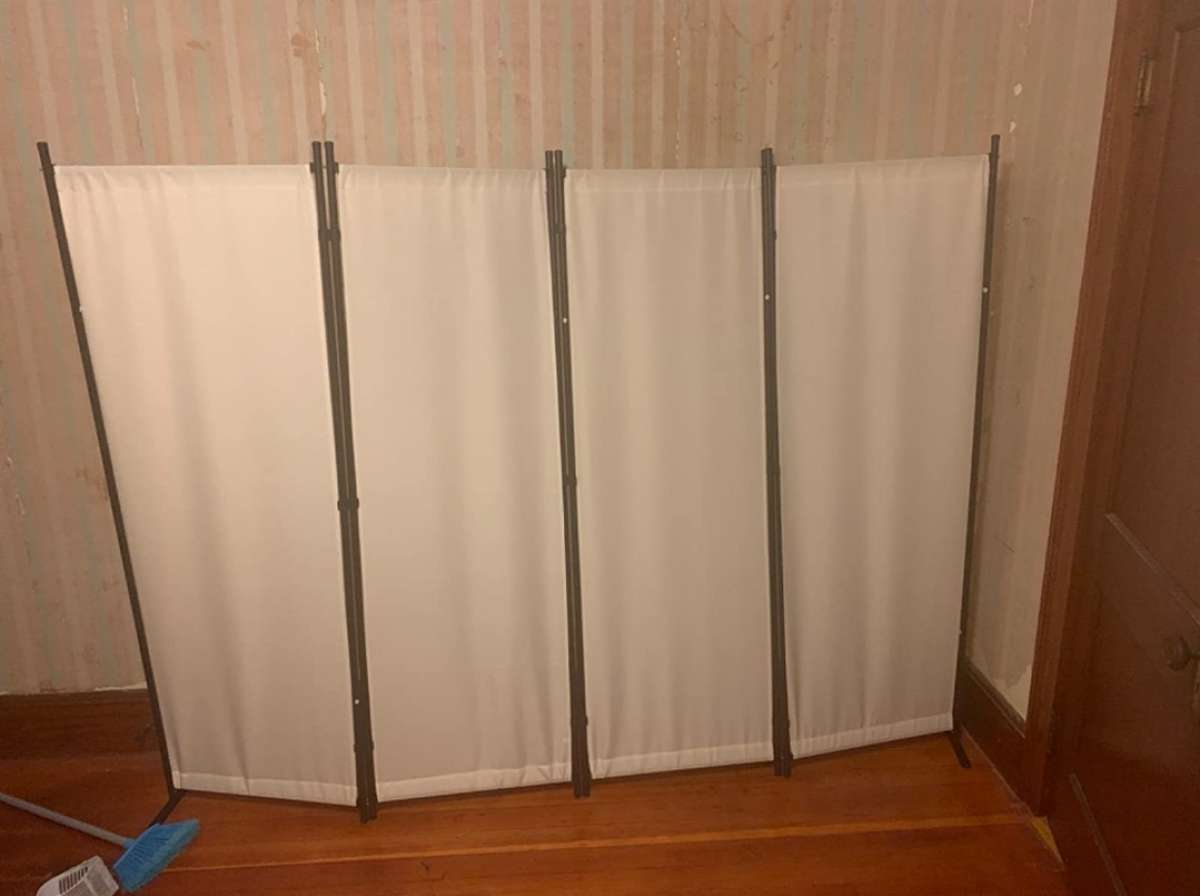 4 panel room divider privacy screen partition off white