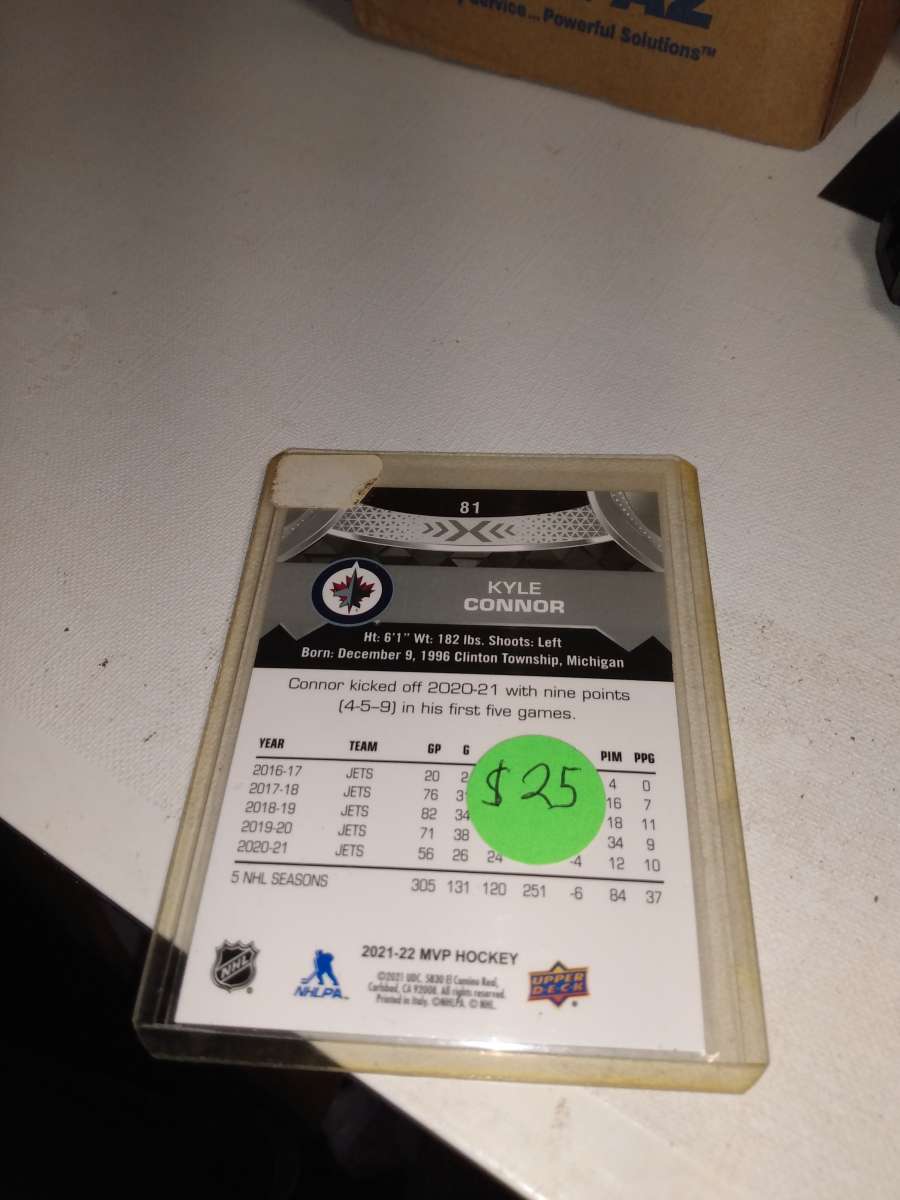 20212022 upper Deck MVP autograph Kyle Connor