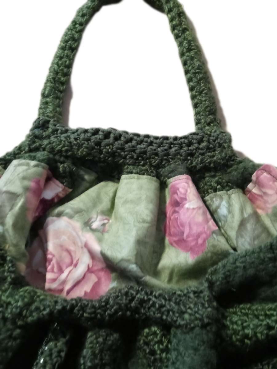 Handmade Crocheted Fat Bottom Bag Lined