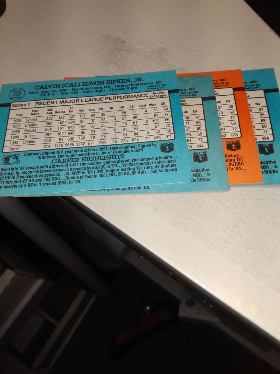 Donruss lot of four Cal ripken Jr era cards