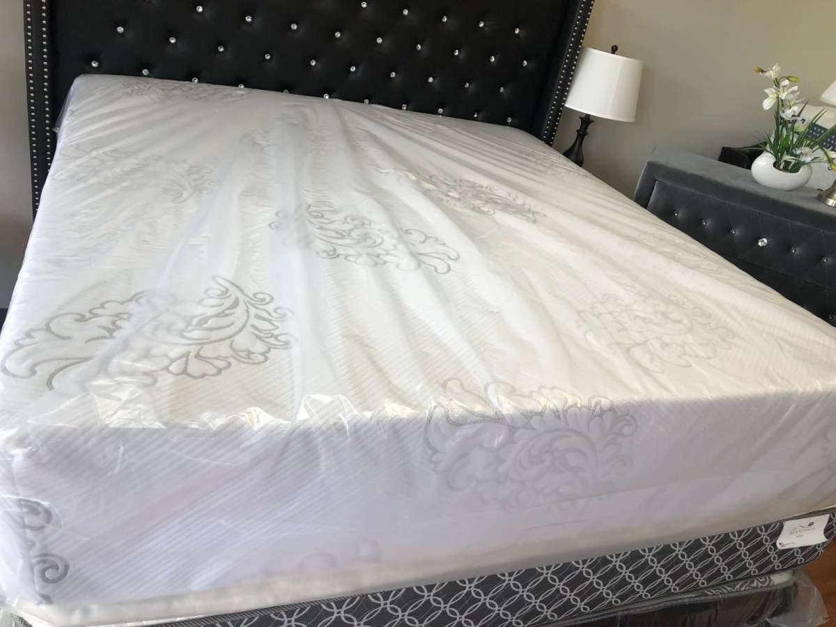 Mattress with box spring and bed frame
