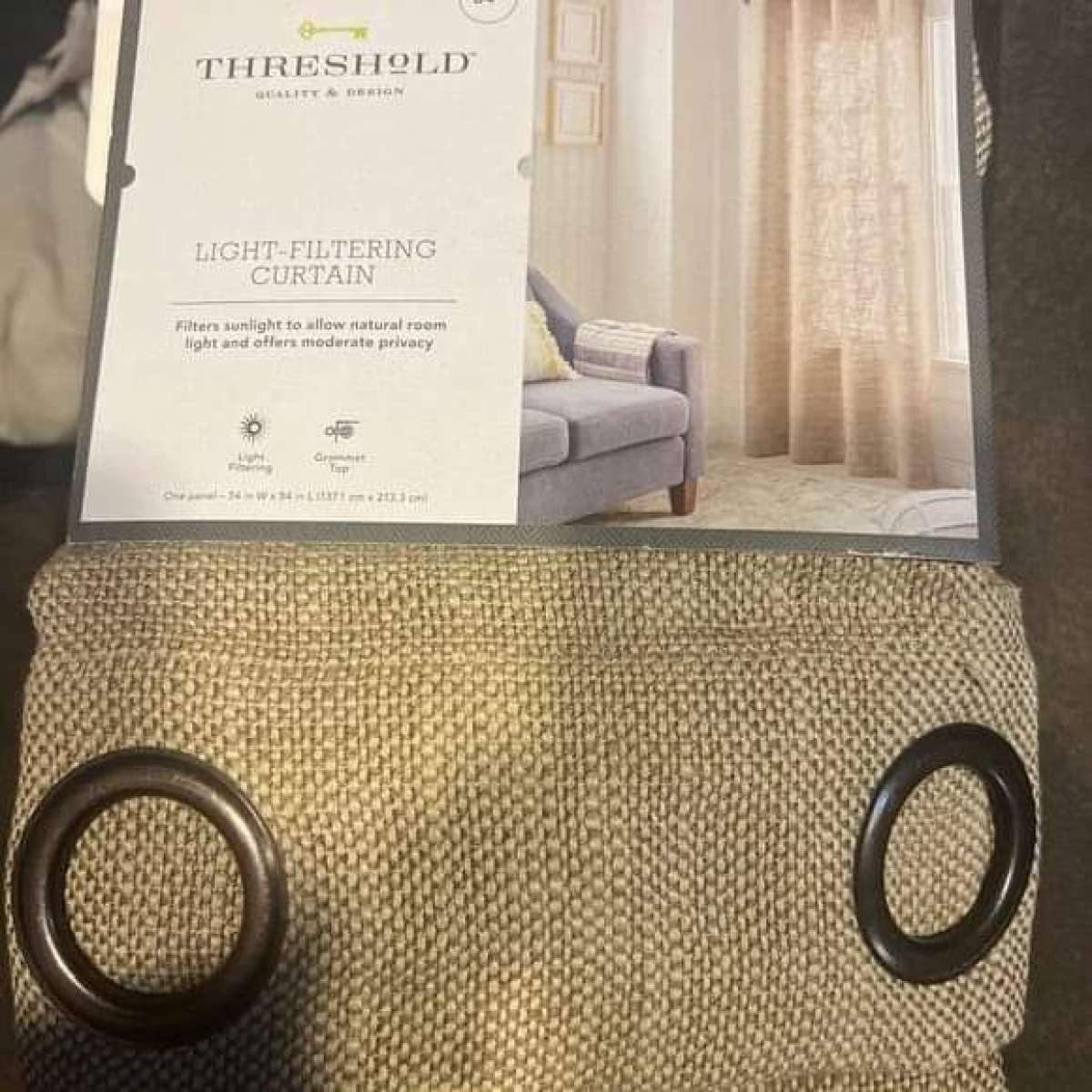 20 Threshold Brown Textured Weave Light Filtering Single Cur