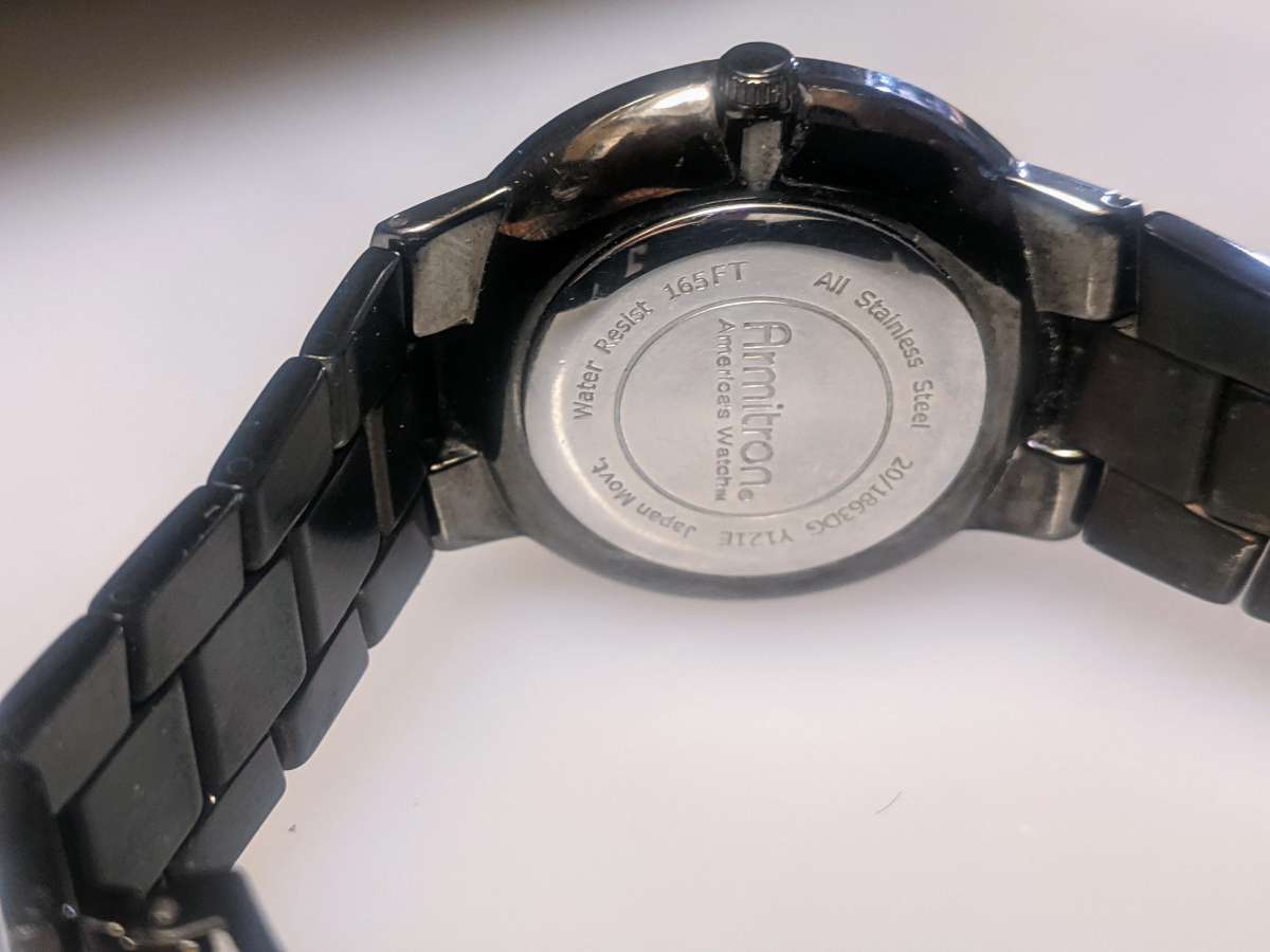 Armitron Mens Wrist Watch Black Stainless Stee201863DG Y121E