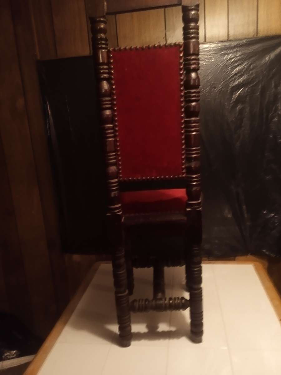 Antique Jacoben Gothic carved high back chair