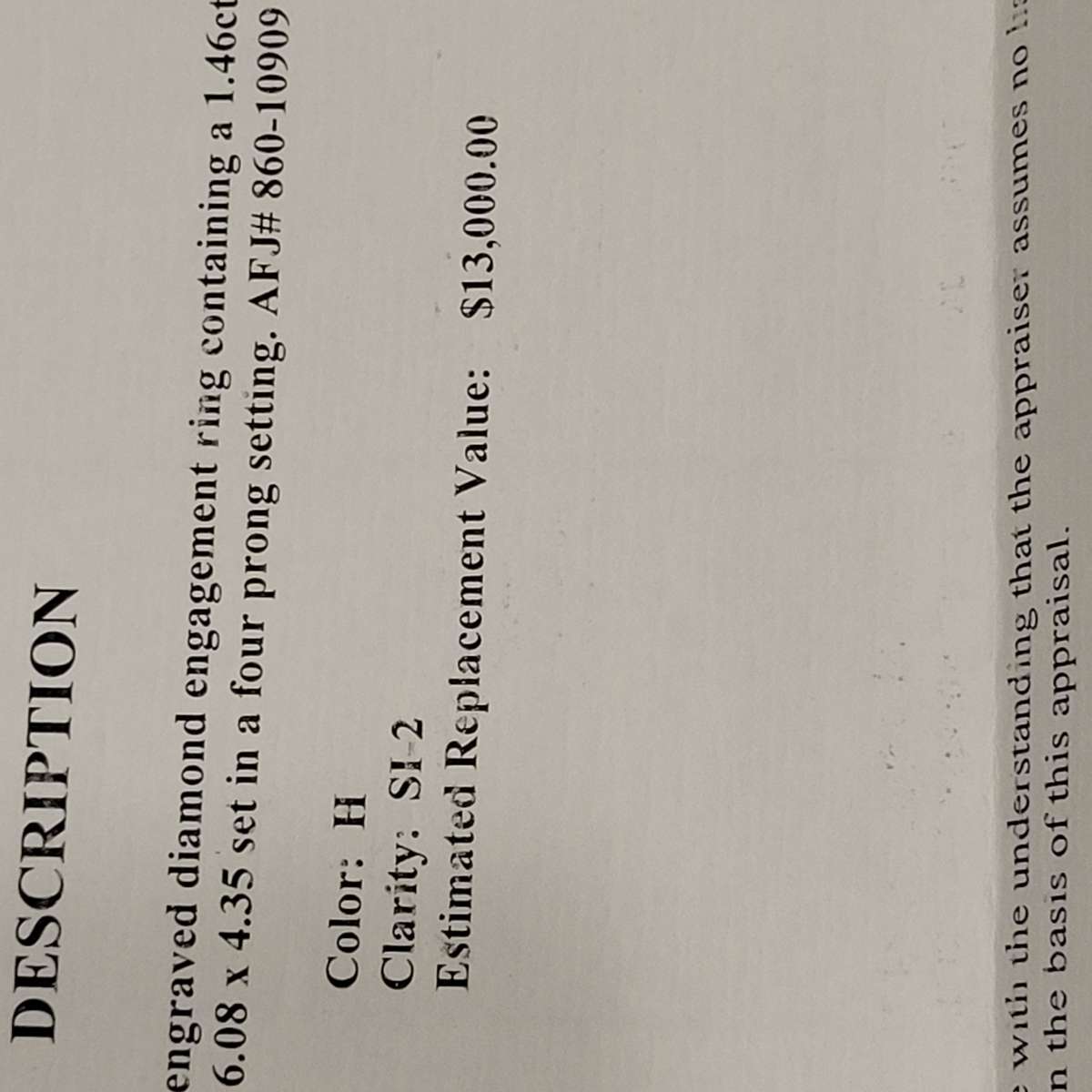 146 Caret Princess Cut Engagement Ring With Apprised