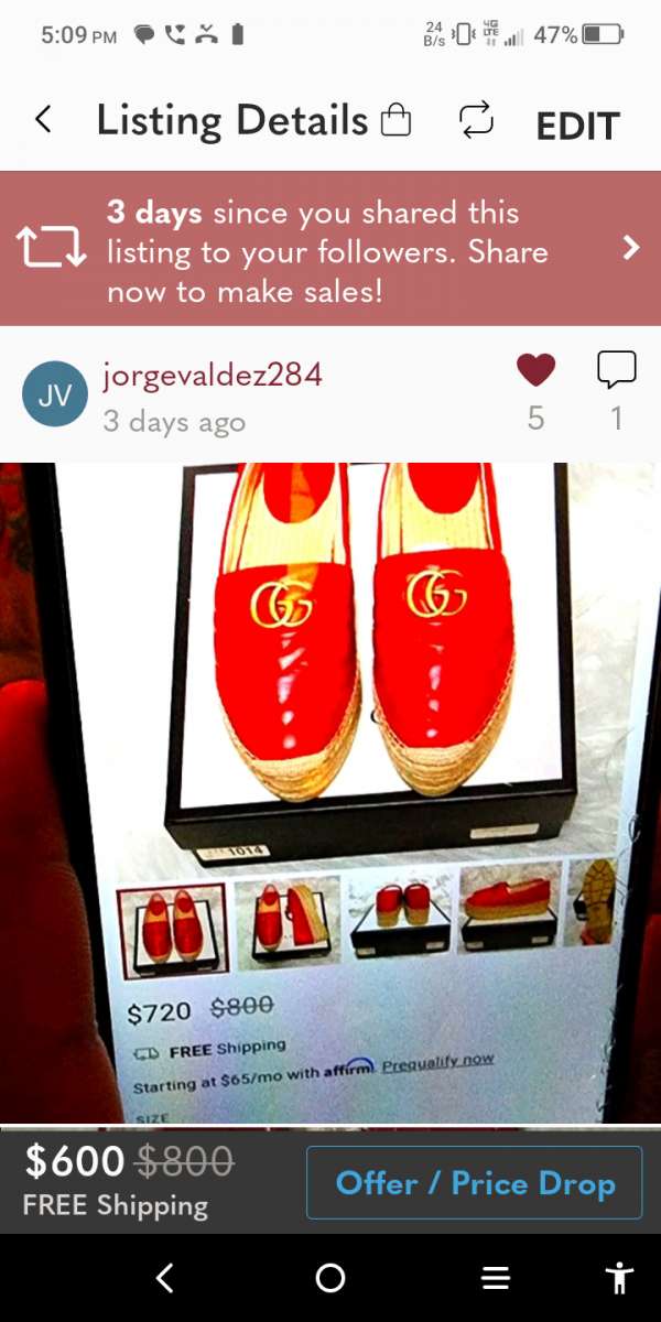 woman Gucci shoes size 10