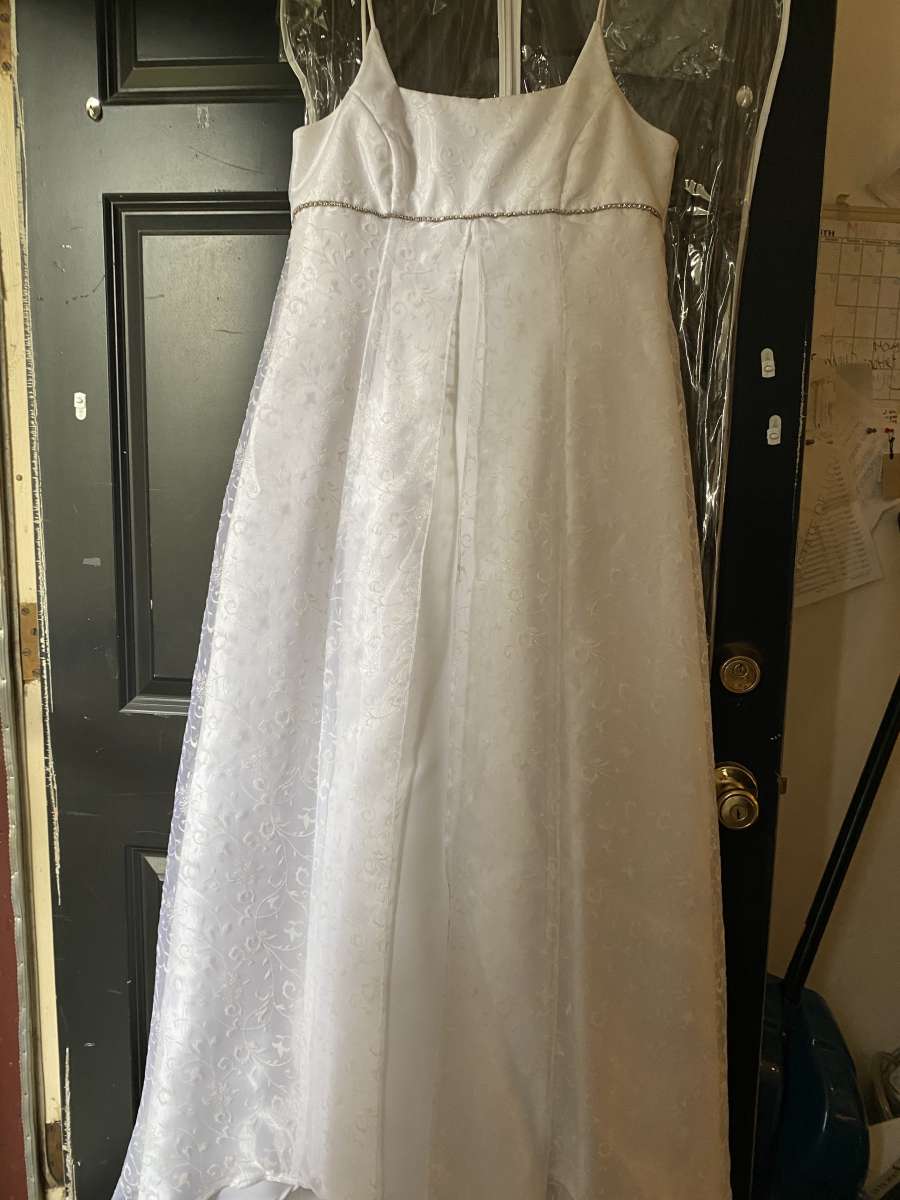 white wedding dress with Silver accents