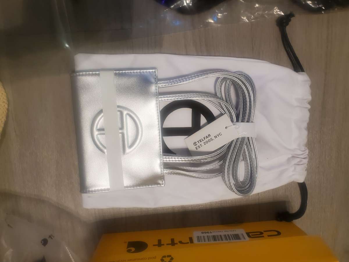 telfar small silver hand bag