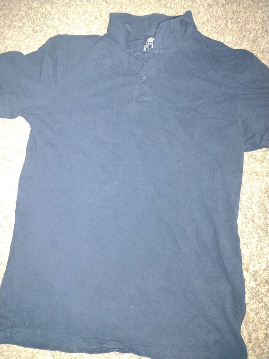 blue polo shirt