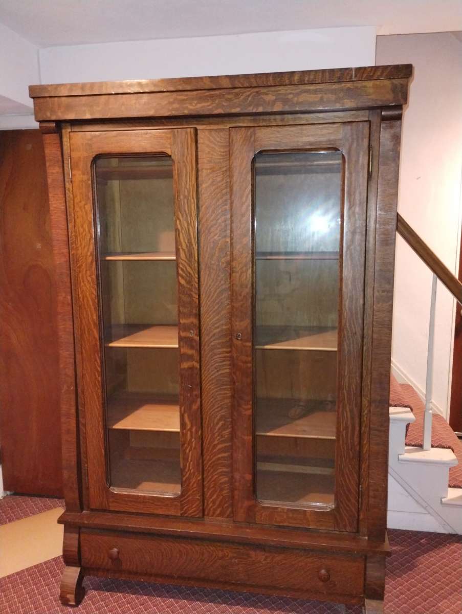 solid tiger oak display cabinet