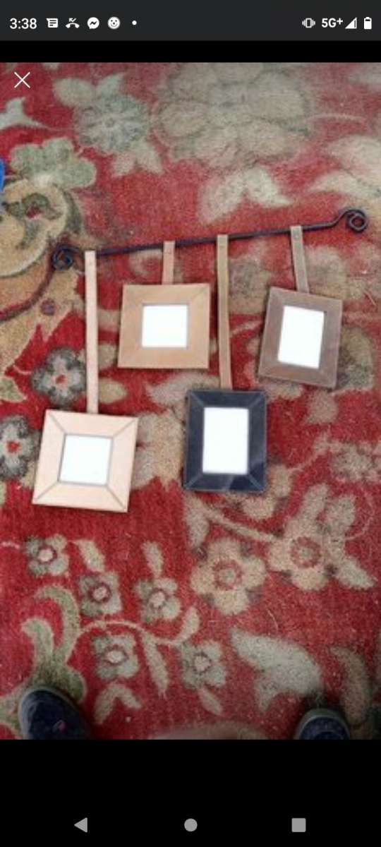 Leather and Metal Wall Hanging 5 Picture Frame