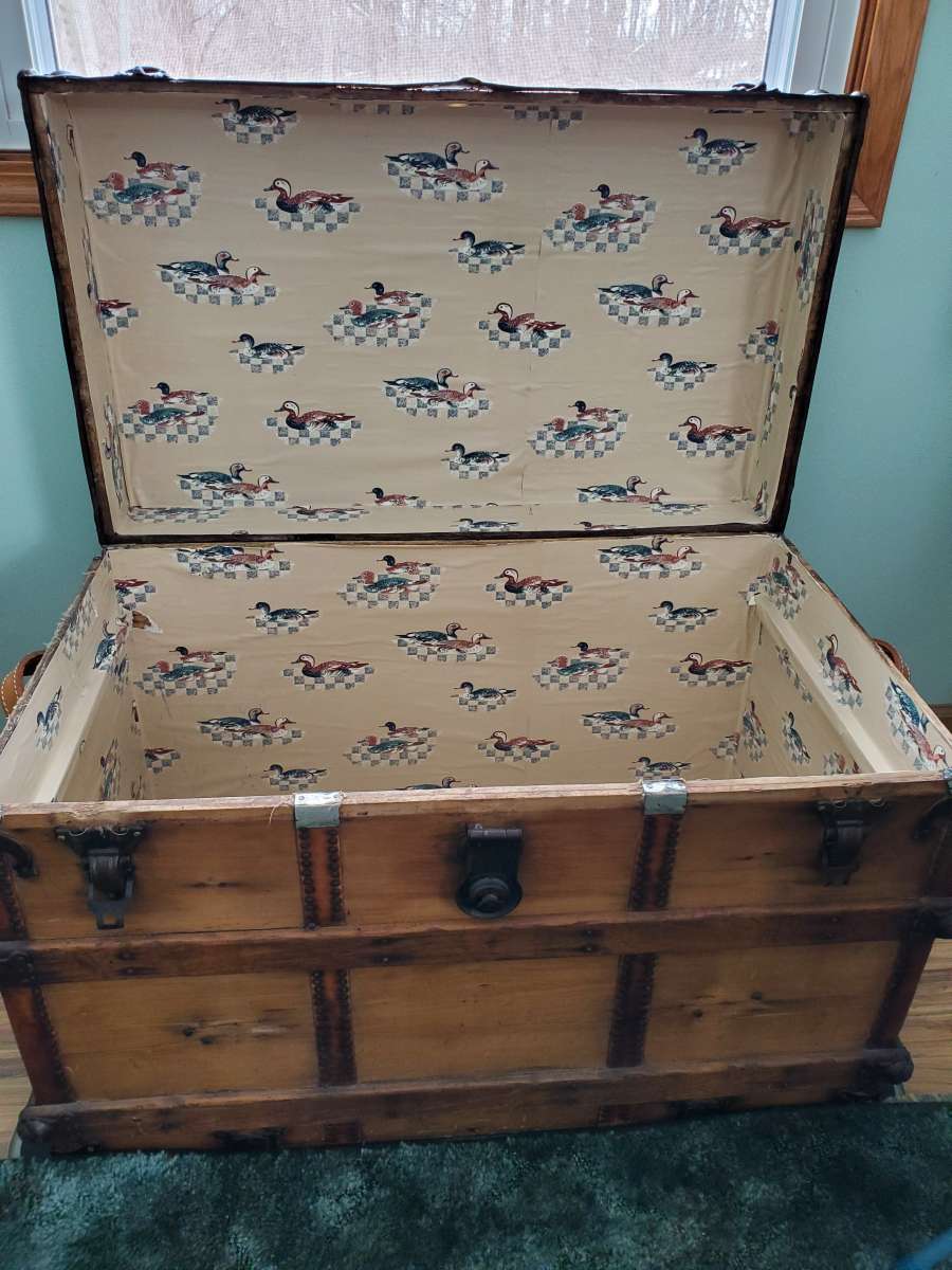 antique trunk with tray