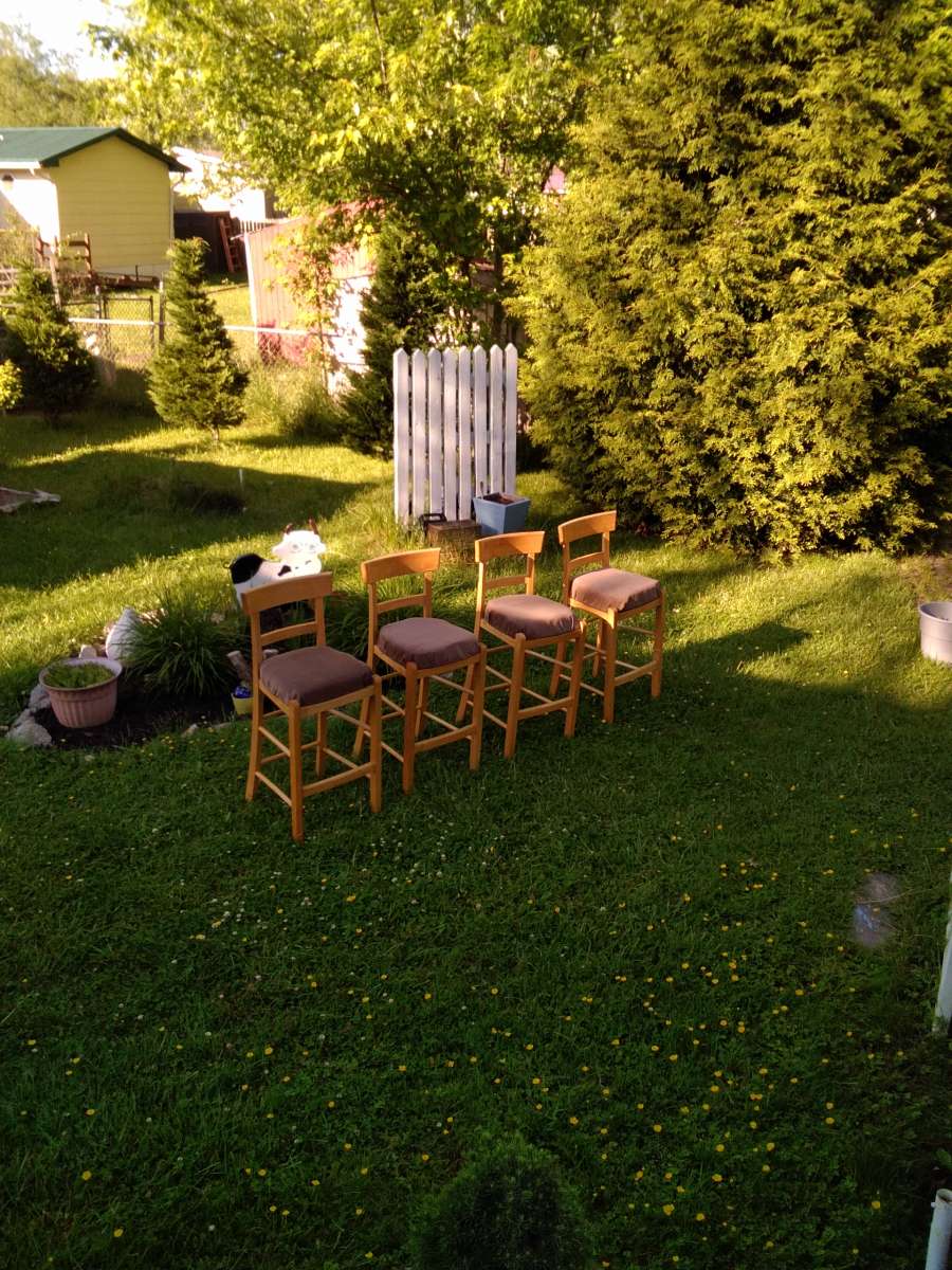 4 bar height wood stools