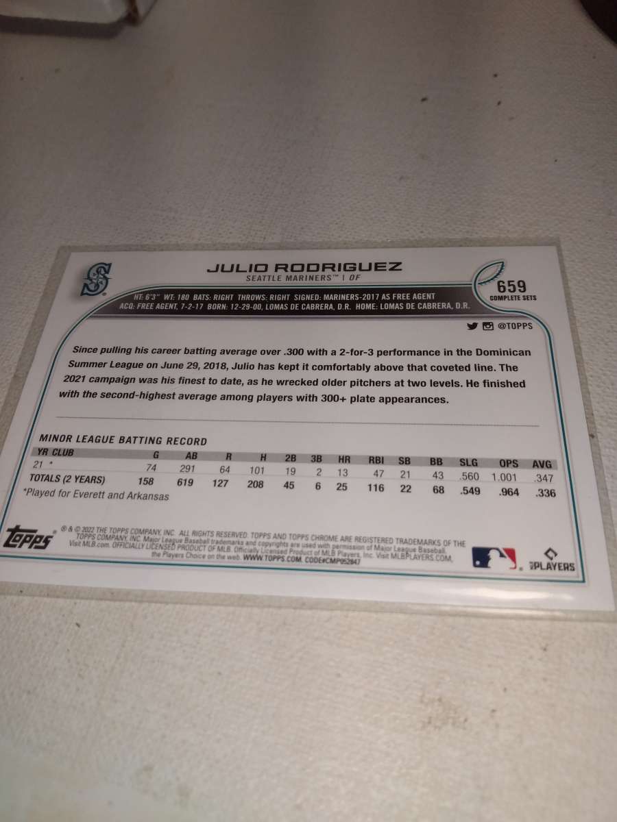 2022 Topps rookie card Julio Rodriguez
