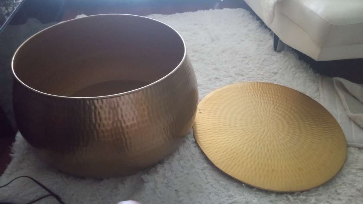 Calluna Round Coffee Table or Ottoman Gold