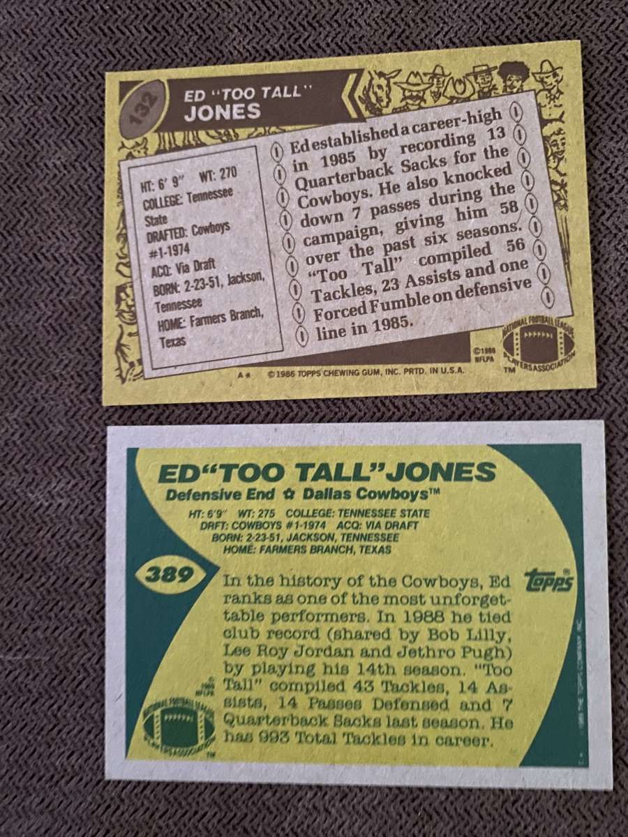 Ed too tall jones football cards 2 cards total