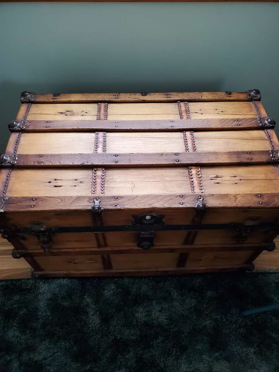antique trunk with tray