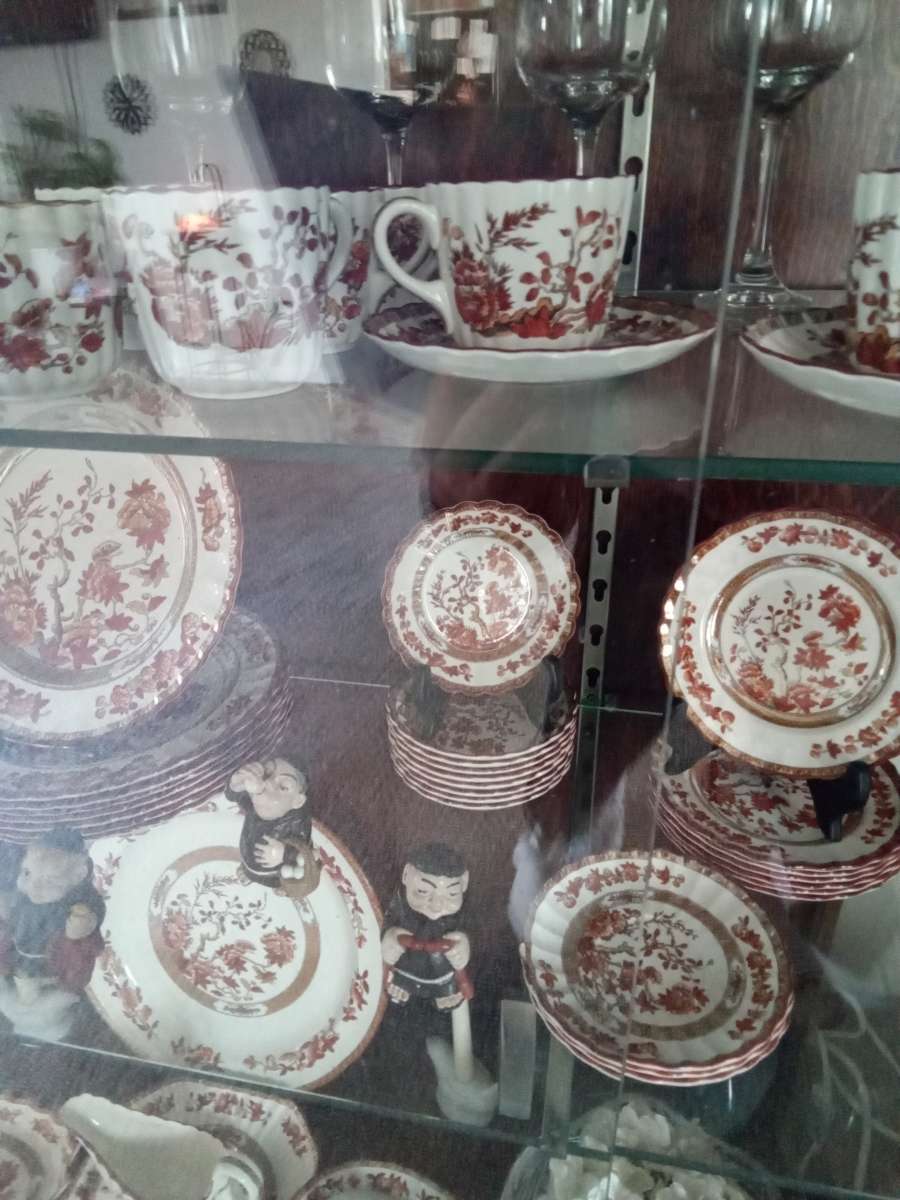 100 year old Spode Indian Tree China and cabinet