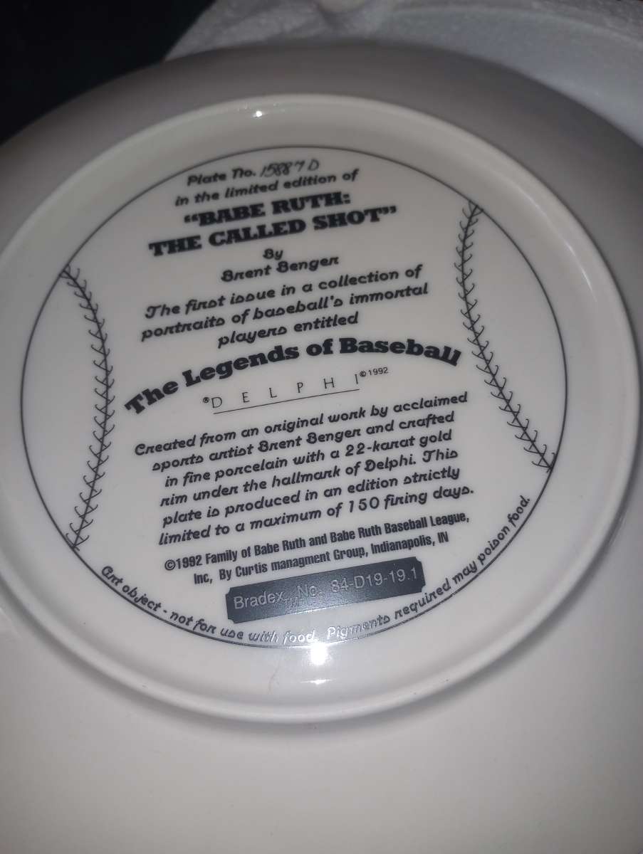 babe Ruth collectors plate