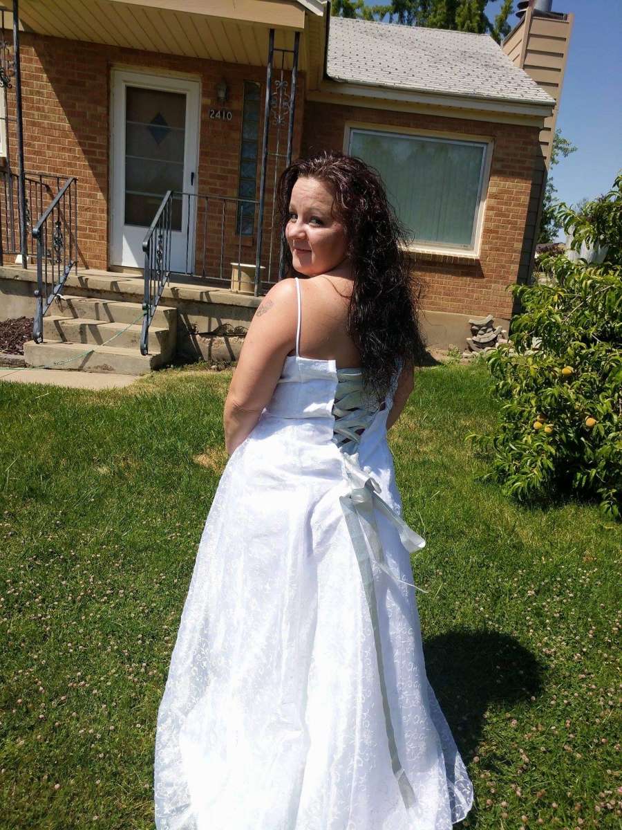 white wedding dress with Silver accents