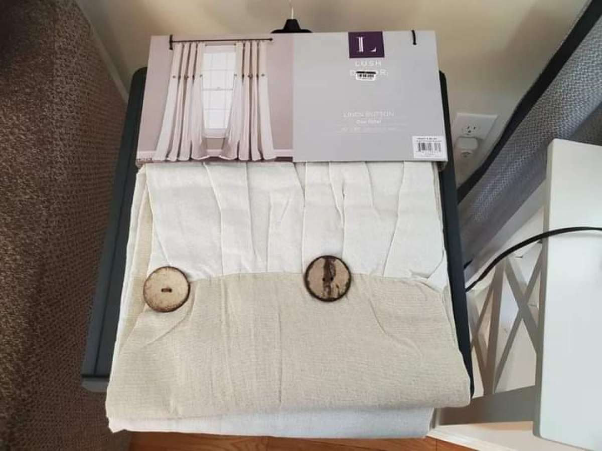 20 lush decor curtains one panel 40 X 84 linen button New