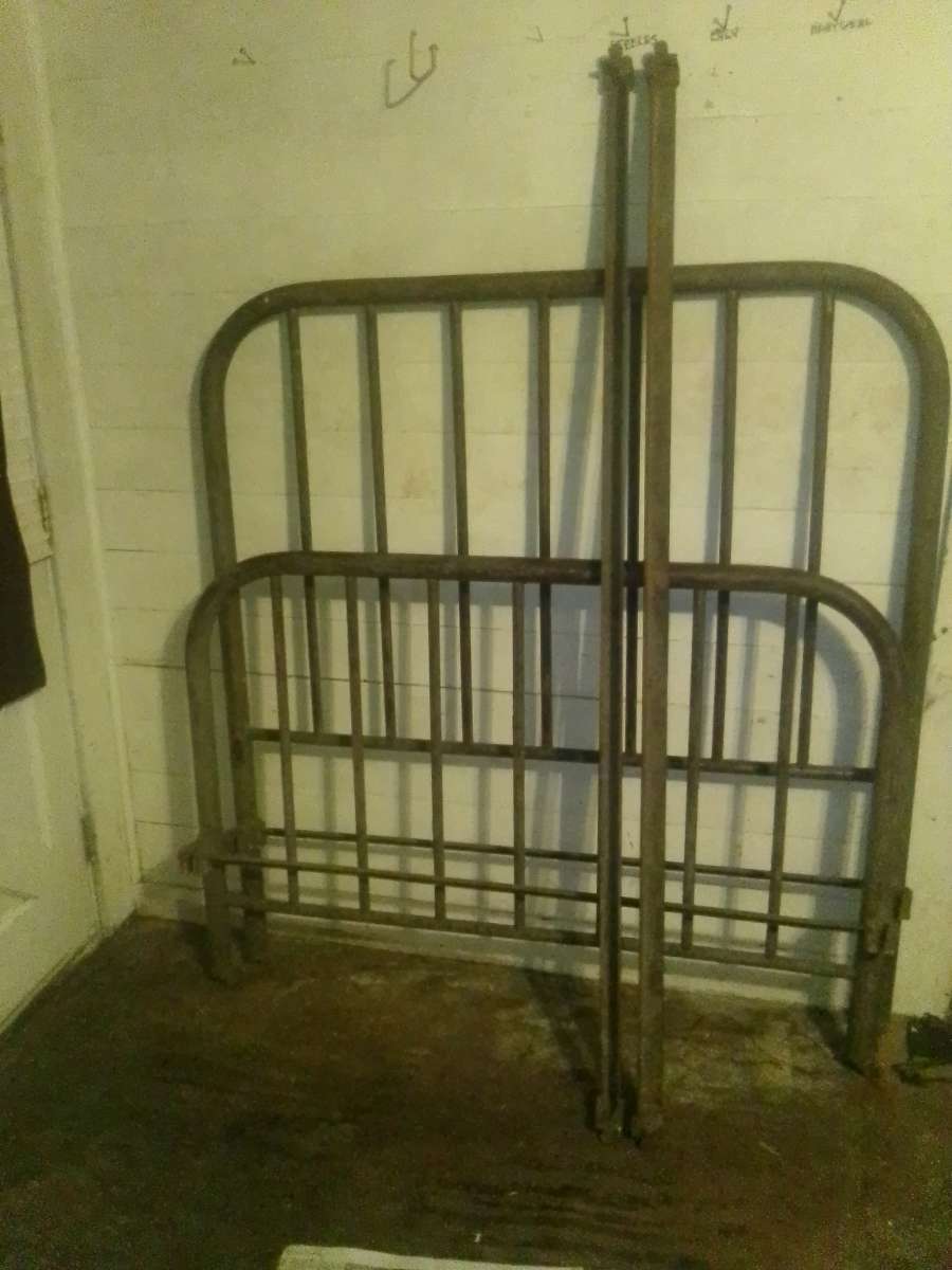 antique cast iron bed frame with rails