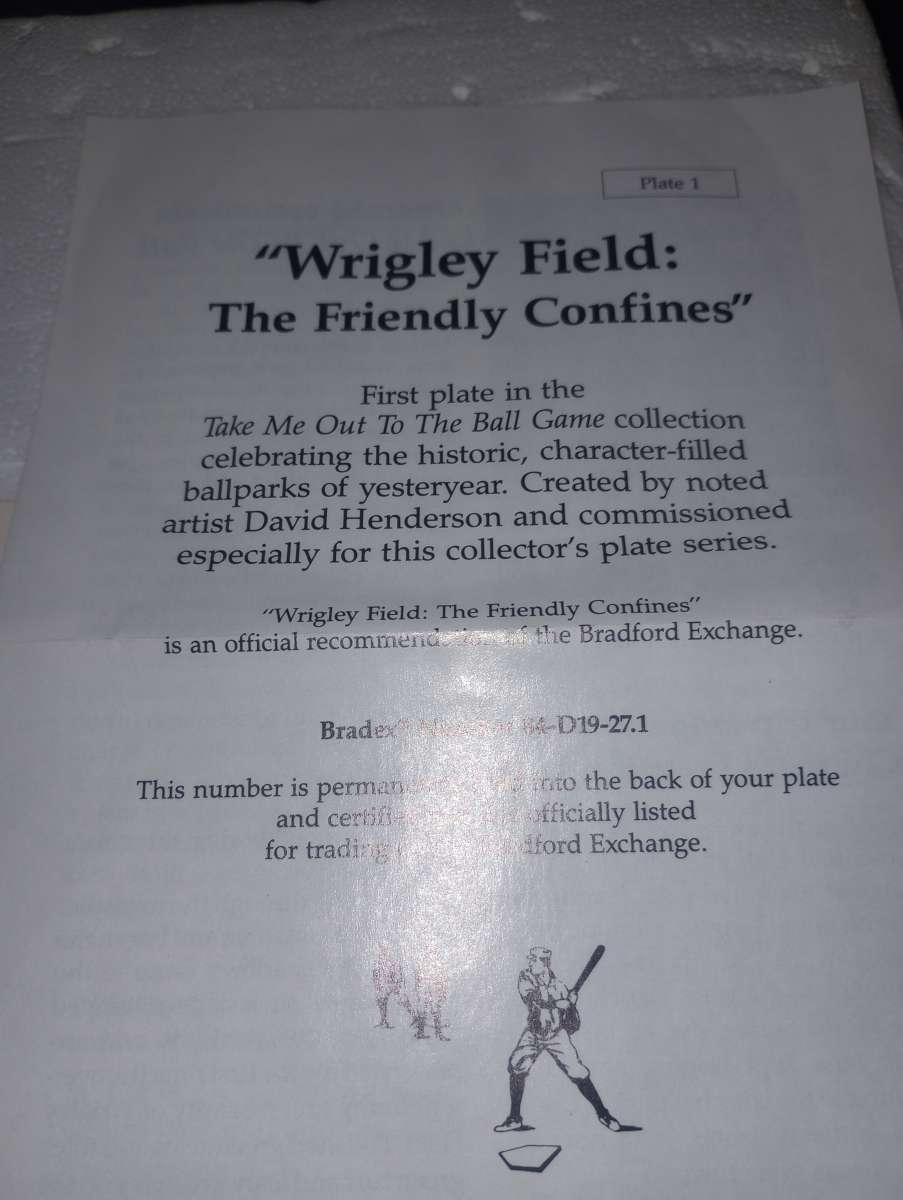 Wrigley field collectors plate 1993