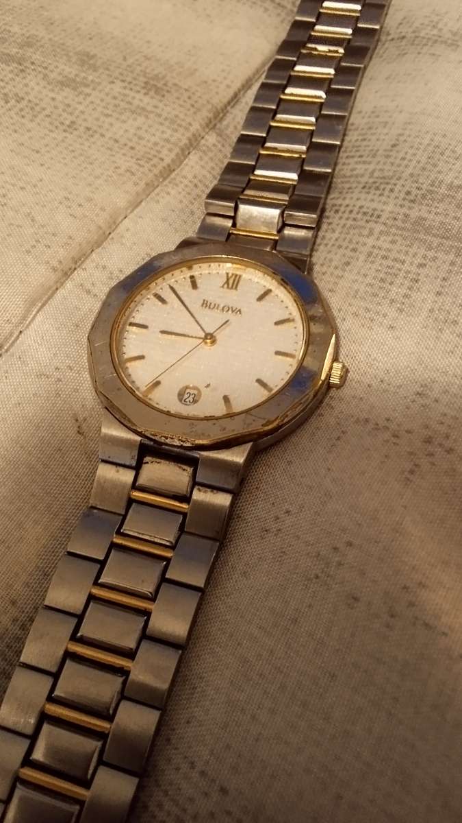 Womens Bulova Quartz 2 Tone Watch Silver and Gold